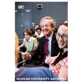 Vice-Chancellor Professor Richard Larkins with final year medical students in South One lecture theatre