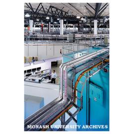 Interior of Australian Synchrotron showing beam lines and beam line rooms