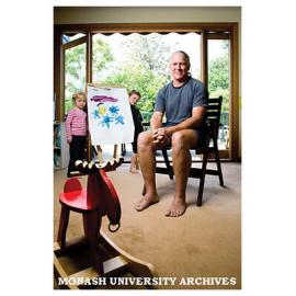 Dr Glenn Auld, Education lecturer at Peninsula campus, pictured at home with his children Melia and William.