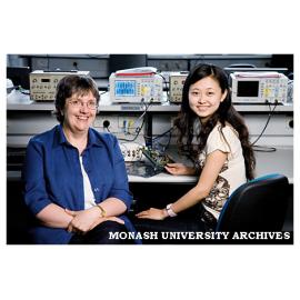 Associate Professor Jean Armstrong (left) and postgraduate student Xia Li conduct research using Orthogonal Frequency Division Multiplexing (OFDM)