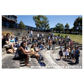 Students in the Gippsland campus amphitheatre