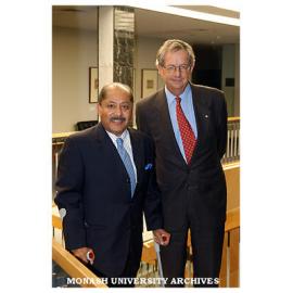 His Excellency Mr Ashraf-ud-Doula, High Commissioner of Bangladesh, with Professor Larkins