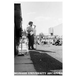 Albert Langer addressing student protest rally