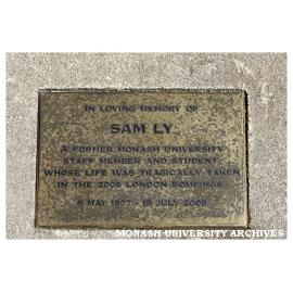 Memorial plaque for Sam Ly, Caulfield campus