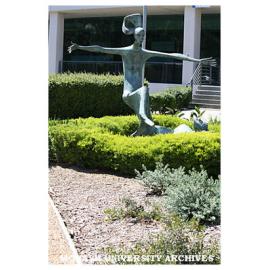 Sculpture in garden at Caulfield campus