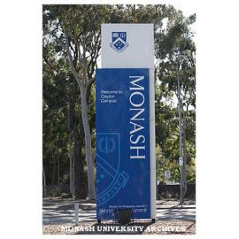 Sign at entrance to Monash University, Clayton campus