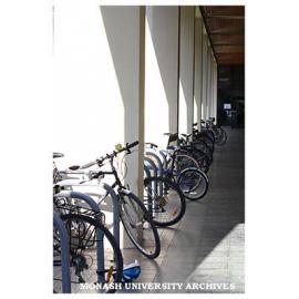 Bicycles in Menzies building walkway, Clayton campus