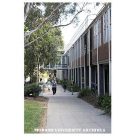 Footpath past Central Science buildings (right), Clayton campus.