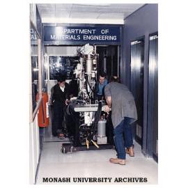 Moving Materials Engineering electron microscope into new premises.