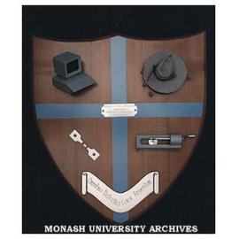 Shield presented to Professor Ian Polmear to commemorate his time as Chairman of Materials Engineering