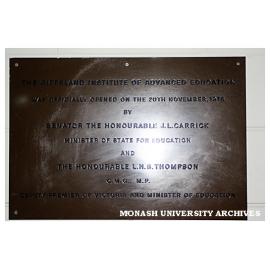 Gippsland Institute of Advanced Education plaque at Gippsland campus