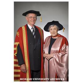 Chancellor Mr Jerry Ellis (left), with Dr Brenda Niall after award of honorary Doctor of Letters