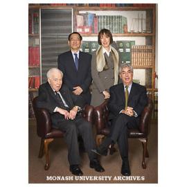 Sir Zelman Cowen (left), Faculty of Law Deputy Dean Professor H. P. Lee, Chief Justice of the Victorian Supreme Court Her Honour Marilyn Warren and Justice Ronald Sackville, who delivered the 13th Lucinda Lecture