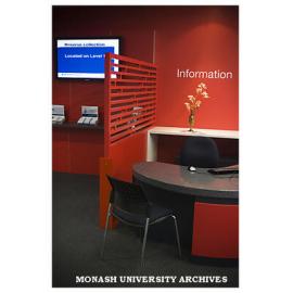 Information desk in Hargrave-Andrew library, Clayton campus