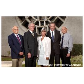 Professor Andrew Markus, Chancellor Jerry Ellis, Mrs Lee Liberman, Vice-Chancellor Richard Larkins and Dean of Arts Professor Homer Le Grand