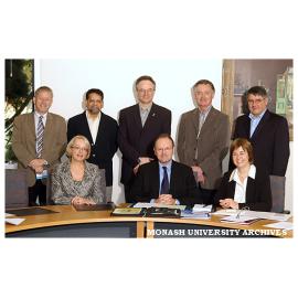 Canadian university leaders visiting Monash to discuss internationalisation policies and practices. Monash staff seated are DVC (Resources) Ms Alison Crook, Senior DVC Professor Stephen Parker and DVC (Research) Professor Edwina Cornish.