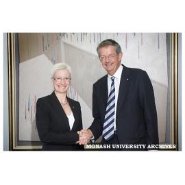 Vice-Chancellor Dr Pia Sandvik Wiklund, Luleï¿½ University of Technology, Sweden and Vice Chancellor Richard Larkins after signing Cooperation Agreement for Research, Education and Administration (CAREA)