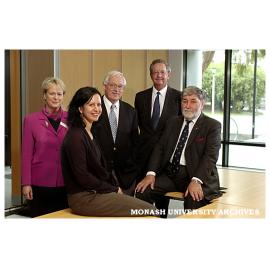 Ms Cathrine Harboe-Ree, Ms Michele Sabto, Professor Graeme Davison, Vice-Chancellor Richard Larkins and guest speaker Dr Barry Jones at the ePress launch.