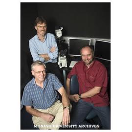 Fluorescence applications network members, Dr Don McNaughton, Dr Ian Harper (standing) and Dr Mark Prescott.