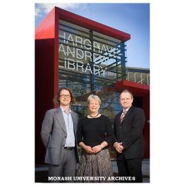 Opening of refurbished Hargrave-Andrew library. Mr Max Delany, Ms Cathrine Harboe-Ree and Senior DVC Professor Stephen Parker.