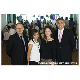 International Women's Day participants Senior DVC Professor Stephen Parker; Women's Officer for the Monash University Student Union Caulfield, Ms Maie Noweir; Dr Janine Burke; and Caulfield campus Academic Director Professor Rob Willis.