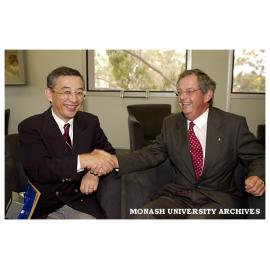 Japanese ambassador to Australia, Mr Hideaki Ueda with Vice-Chancellor Richard Larkins
