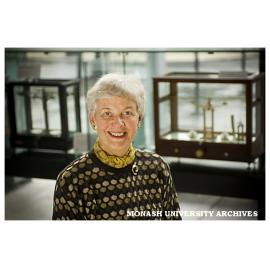 Nicola Williams, curator of 'A Question of Balance', a display of weighing instruments from the Faculty of Science collection.