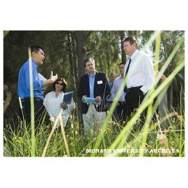 Dr Tony Wong (right), CEO of the Facility for Advancing Water Biofiltration (FAWB) with Ms Marsha Thompson and Mr Tony Lupton, Parliamentary Secretary for Industry and Innovation.
