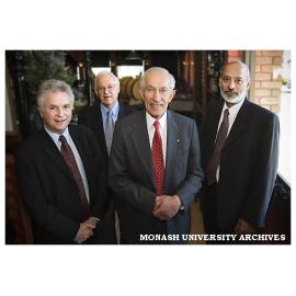 Sir John Monash Distinguished Professors Max King, Graeme Davison and Tam Sridhar farewell Professor David de Kretser (third from left).