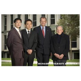 Dr Xiaodong Wu, research fellow in the Department of Materials Engineering and inaugural recipient of the Taft Fellowship with Dr Kiyonori Suzuki, Professor Richard Larkins and Emeritus Professor Ron Taft.