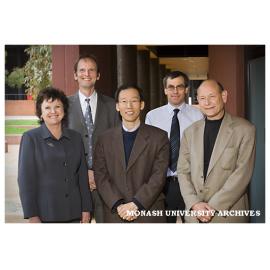 Academic staff from the School of Arts and Sciences, Malaysia campus visiting Clayton campus. Ms Rosalind King, Dr Heinz Kreutz, Associate Professor Gil-Soo Han, Professor Graham Oppy and Professor Homer Le Grand.