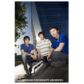 Industrial design students Mr Casey Phua (left), Mr Chris Chan and Mr Yu-chen Pan, winners of the LightRail Towards 2020 award.