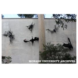 Clifton Pugh's 'Flying foxes' on wall of Science lecture theatres, Clayton campus