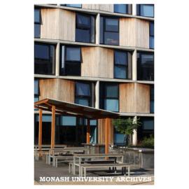 Barbecue area outside Jackomos Hall, Clayton campus