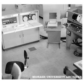 Computer Centre computerised stereo-mapping equipment showing control panel