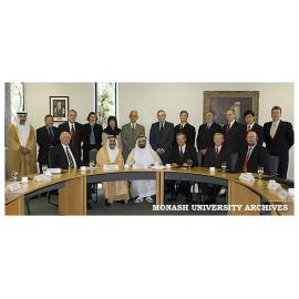 His Highness Sheikh Dr Sultan Bin Mohammed Al-Qassimi, Ruler of Sharjah, United Arab Emirates after signing Memorandum of Agreement, with Professor Richard Larkins