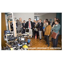 Foreign Minister Alexander Downer (centre) and a delegation of high commissioners and ambassadors with Professor Ray Jarvis (left)