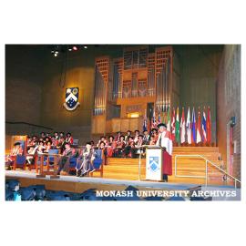 Former Prime Minister Malcolm Fraser after receiving an honorary Doctor of Laws