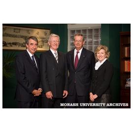 Deputy Chancellor Paul Ramler, Chancellor Jerry Ellis, Vice-Chancellor Professor Richard Larkins and Deputy Chancellor Dr Leanne Rowe at Chancellor's farewell.