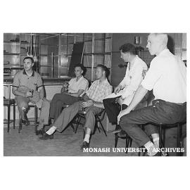 Department of Chemistry technical staff,(from left to right) Bob Mustard, David Anderson, Dick Clark, John Bates and David Asprey
