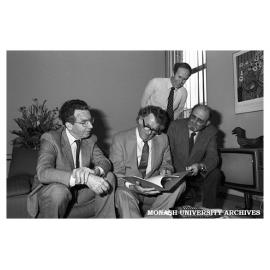 Professor John Swan (left), Sir Edmund Hillary (centre),unknown.