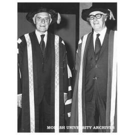 University Visitor Sir Henry Winneke (left) with Chancellor Sir Richard Eggleston