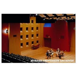 Musicians in music auditorium in the Performing Arts building.