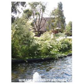 Pond with Religious Centre in background, Clayton campus