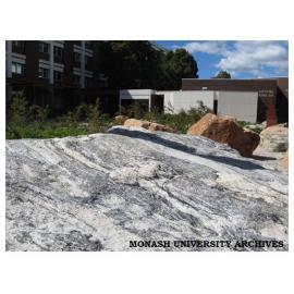 Gneiss rock in Earth Sciences Garden, Clayton campus
