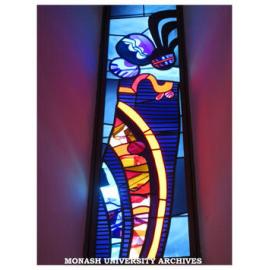 Stained glass window by Les Kossatz, Religious centre, Clayton campus