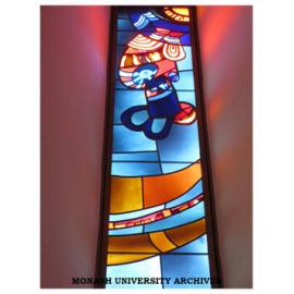 Stained glass window by Les Kossatz, Religious centre, Clayton campus