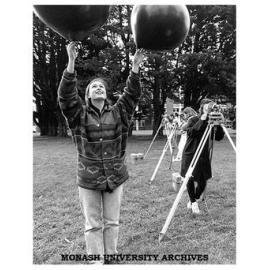 VCE student Charlotte Golden using meteorological balloons at Open Day