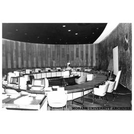 Computers in use for seminar on the Integrated Staff Information System, held in the Council chamber, Clayton campus