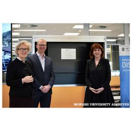 Official opening of the Biomedical Learning and Teaching Building - Professor Christina Mitchell (left), Professor John Carroll, Professor Margaret Gardner